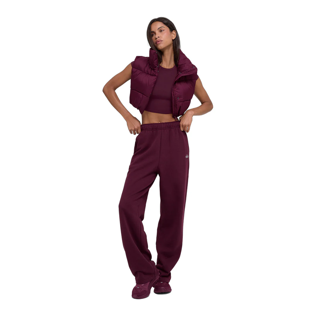 alo Cropped Gold Rush Puffer Vest - Burgundy - Image 4