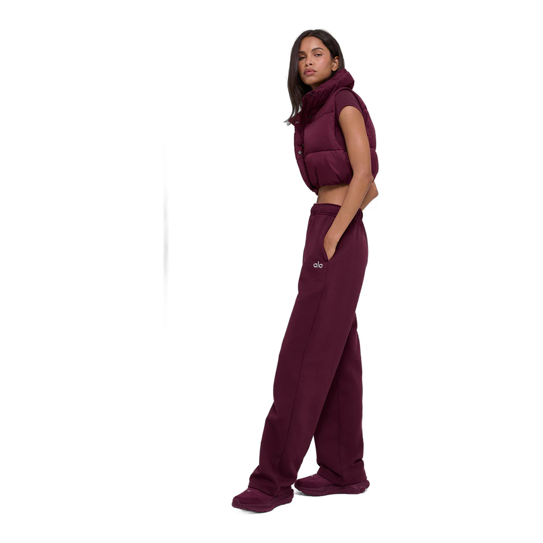 alo Cropped Gold Rush Puffer Vest - Burgundy - Image 5