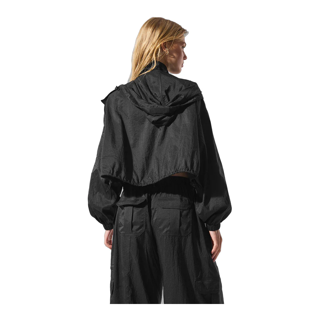 alo Cropped Game Time Full Zip Jacket - Black - Image 3