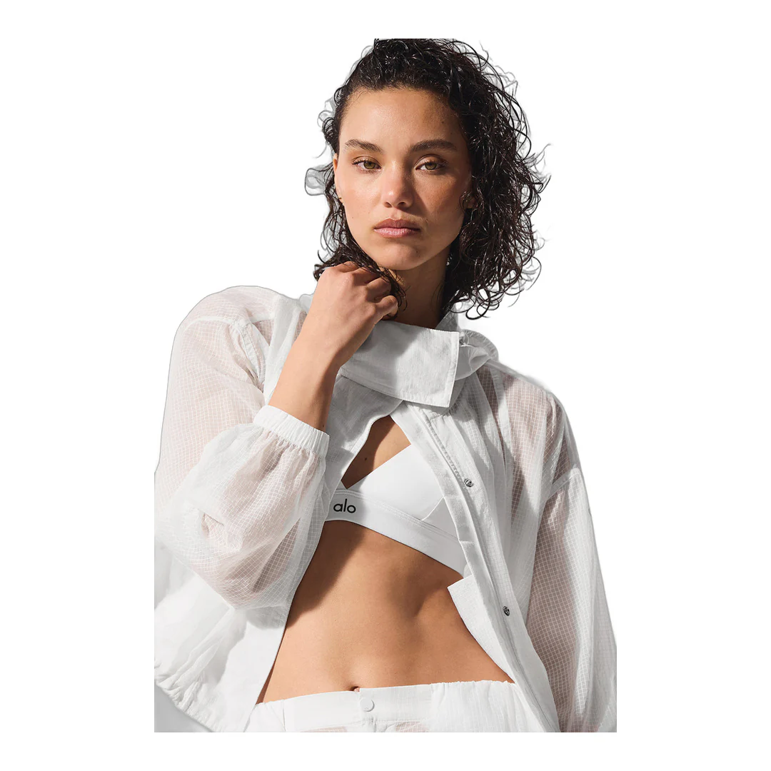 alo Cropped Game Time Full Zip Jacket - White - Image 4