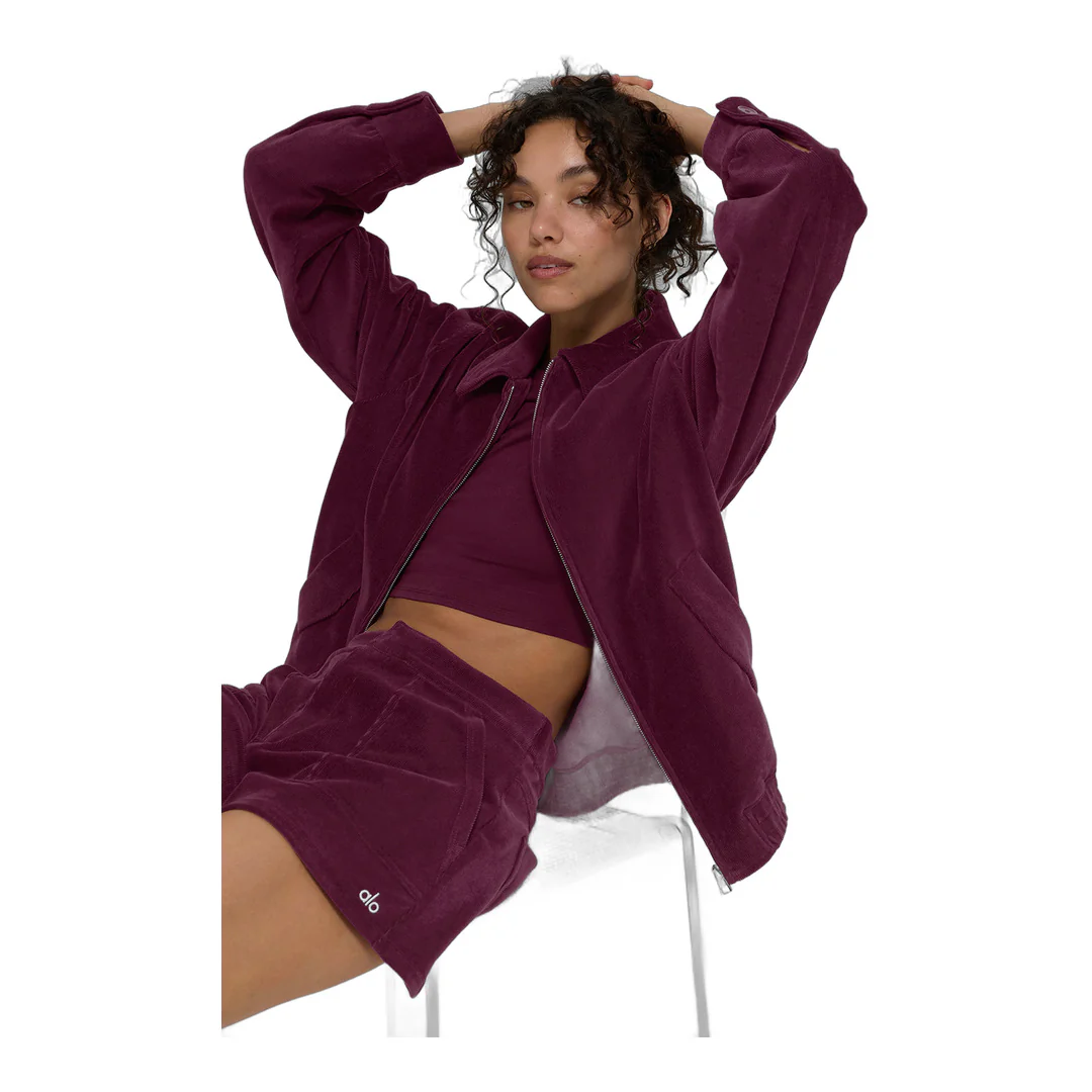 alo Micro Corduroy On Duty Jacket - Burgundy - Image 5
