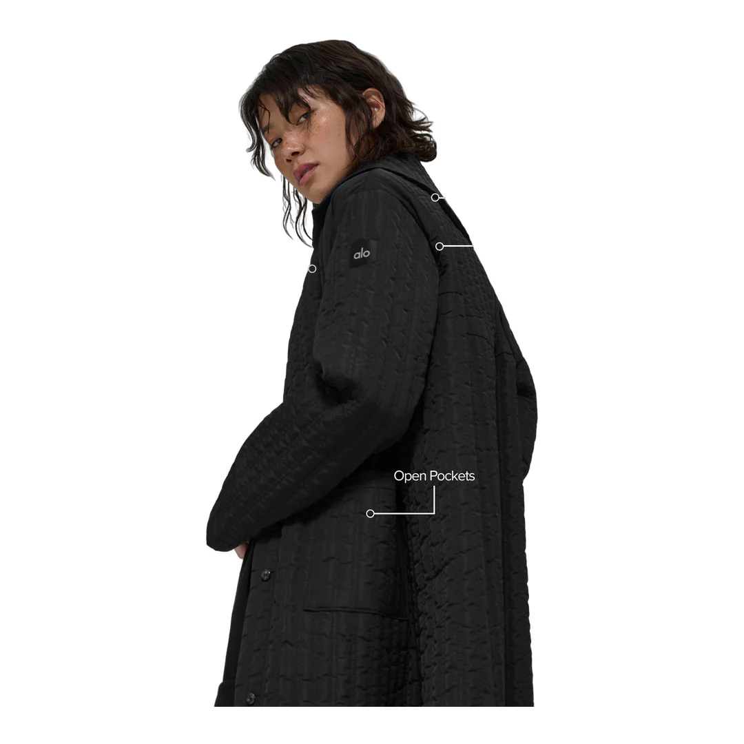 alo Quilted Skyline Long Coat - Black - Image 2