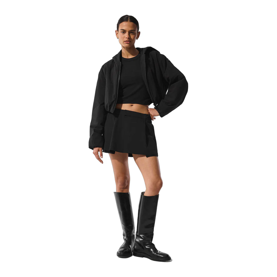 alo Cropped Mountain Peak Full-Zip Hoodie - Black - Image 4