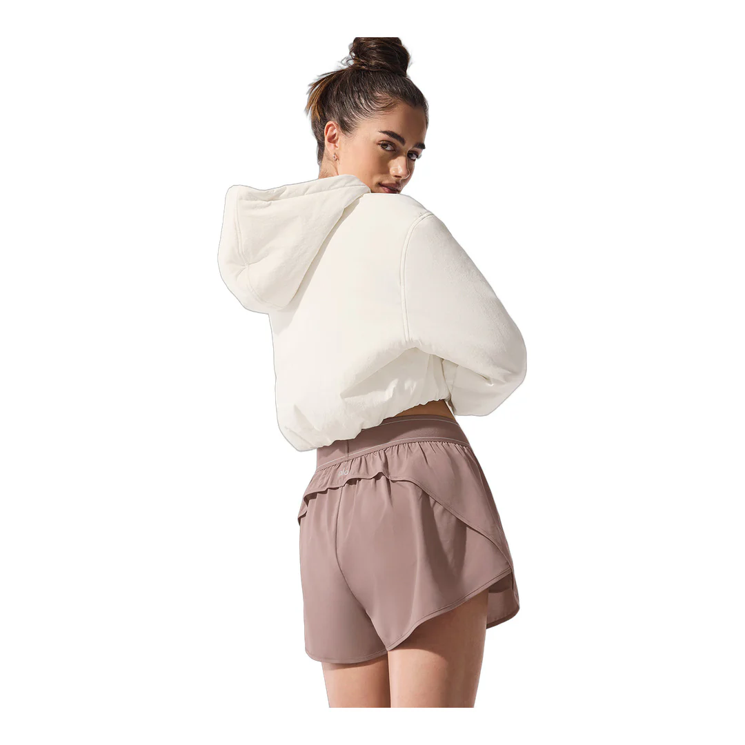 alo Cropped Mountain Peak Full-Zip Hoodie - Ivory - Image 3