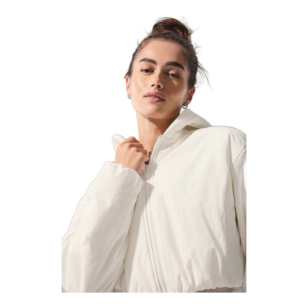 alo Cropped Mountain Peak Full-Zip Hoodie - Ivory - Image 4