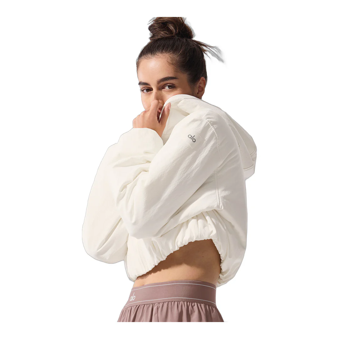 alo Cropped Mountain Peak Full-Zip Hoodie - Ivory - Image 5