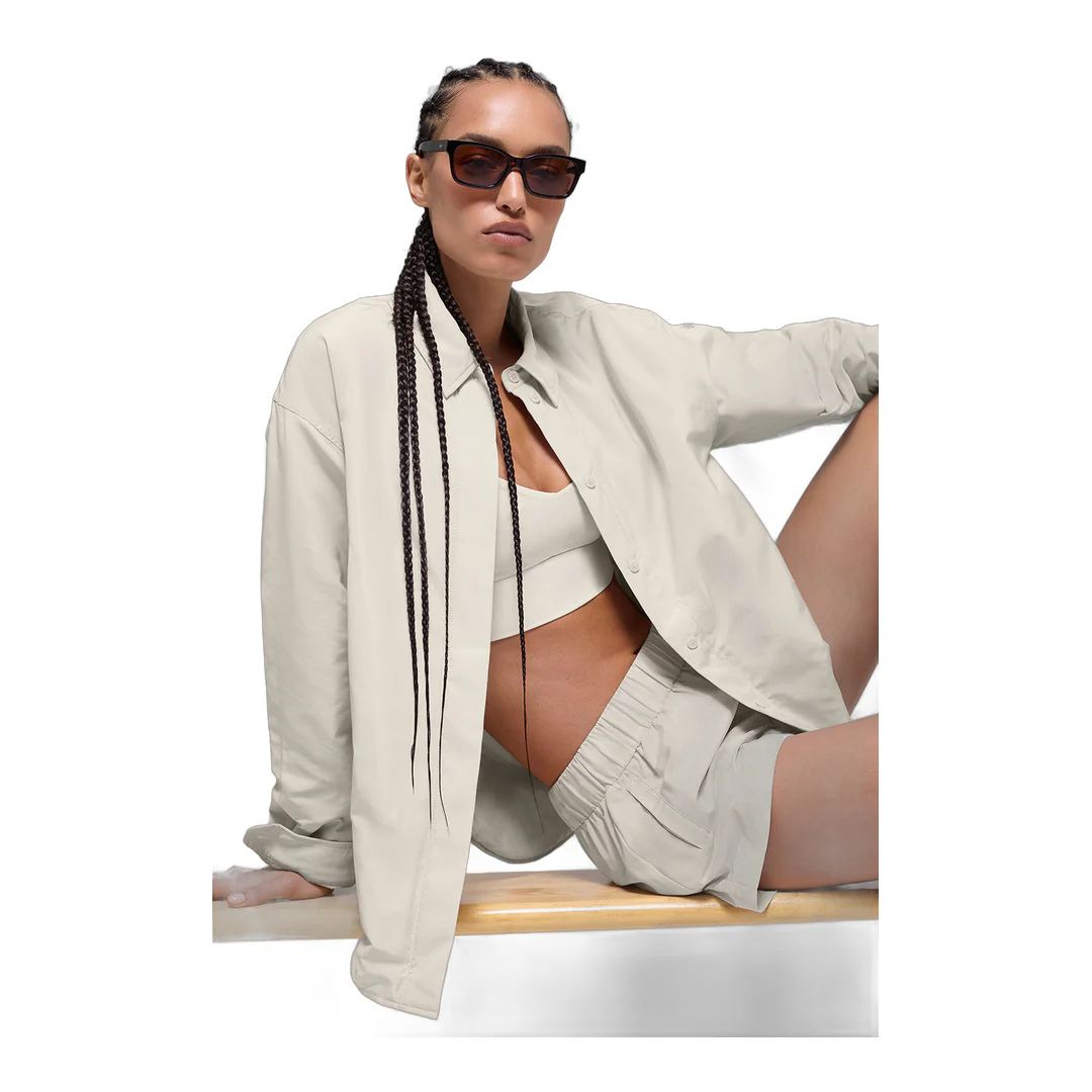 alo Socialite Shacket - Bone - Image 4