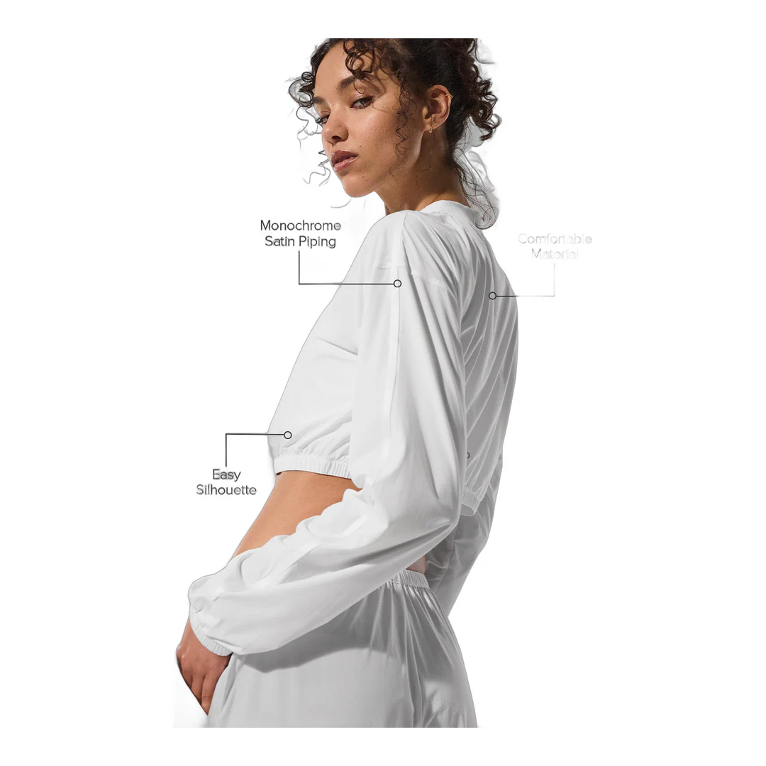alo Cropped Breezy Full-Zip Cover Up - White - Image 2