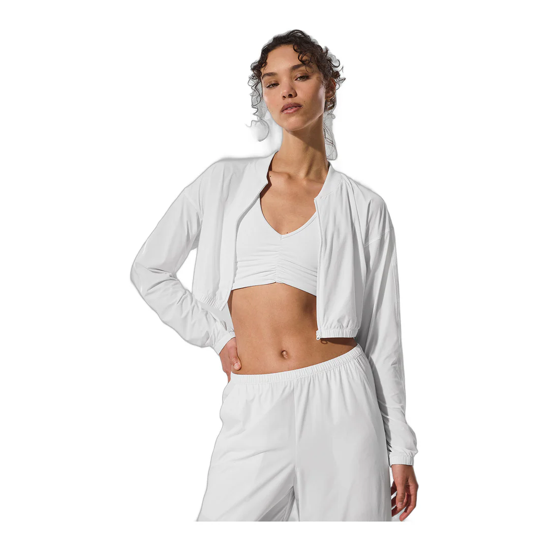 alo Cropped Breezy Full-Zip Cover Up - White - Image 3