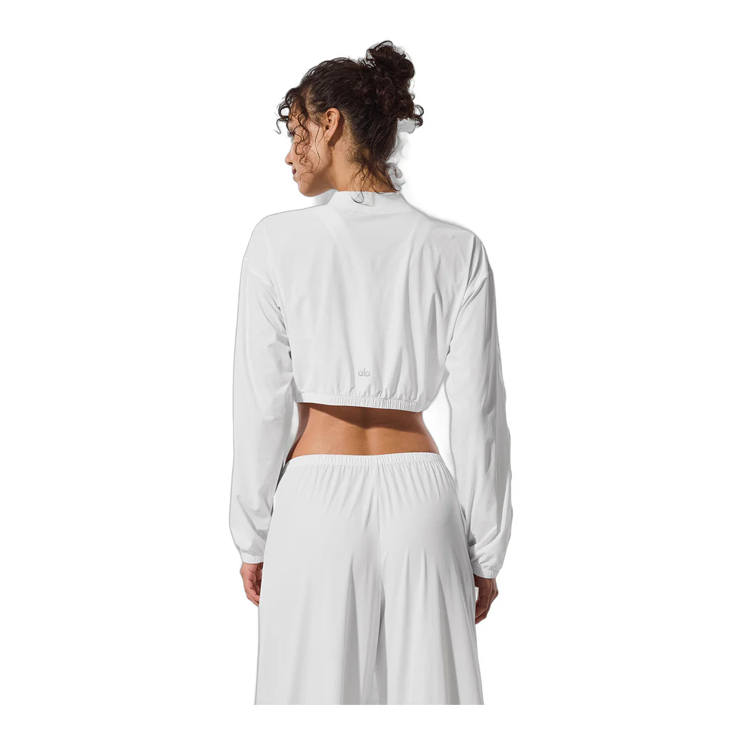 alo Cropped Breezy Full-Zip Cover Up - White - Image 4