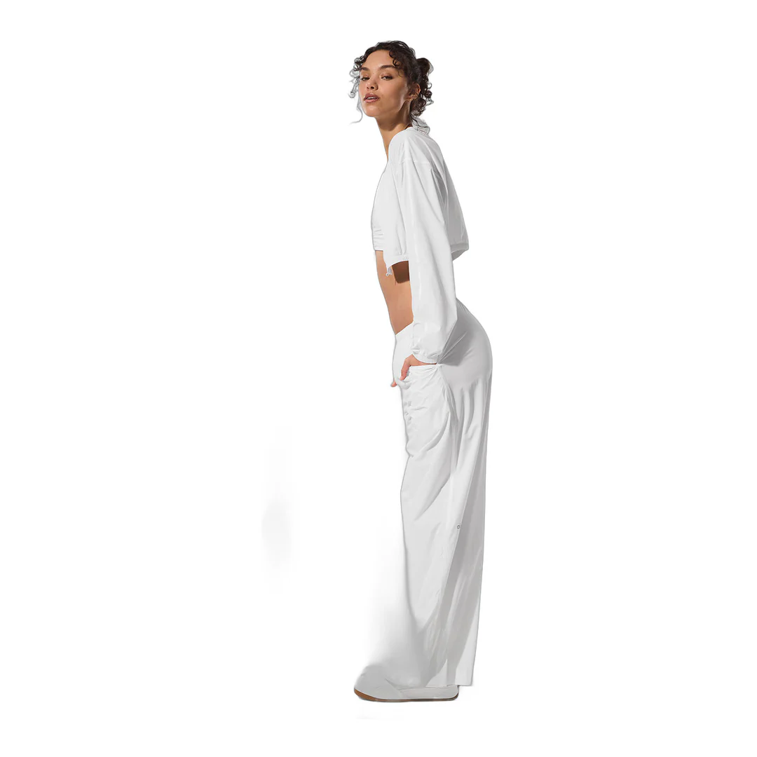 alo Cropped Breezy Full-Zip Cover Up - White - Image 5