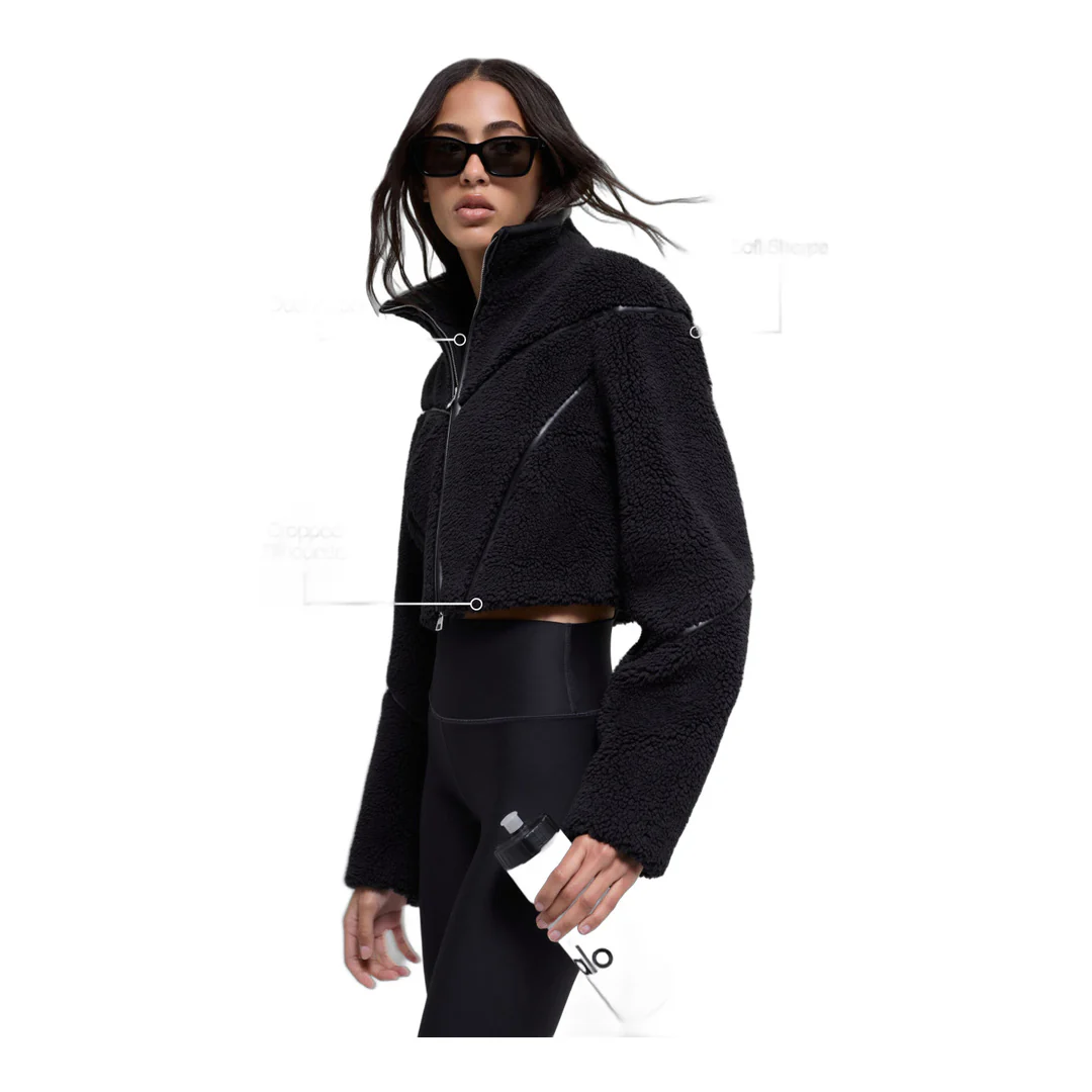 alo Sherpa Cropped Slope Side Jacket - Black - Image 2