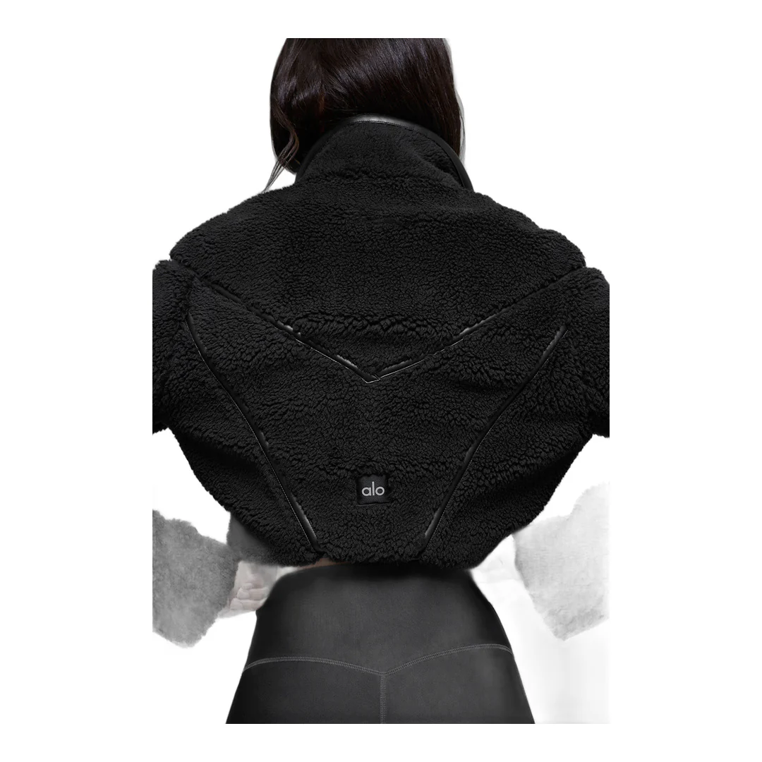 alo Sherpa Cropped Slope Side Jacket - Black - Image 3