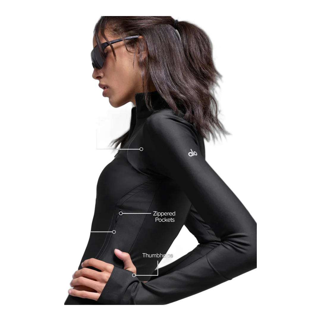 alo Airlift Ignite Zip Up Jacket - Black - Image 2