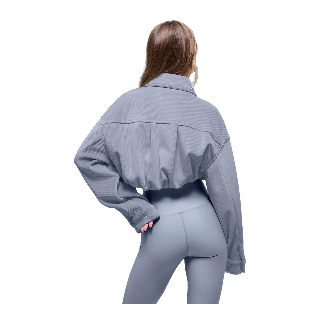 alo Ribbed Velour Cropped Mountain Side Jacket - Winter Frost - Image 2