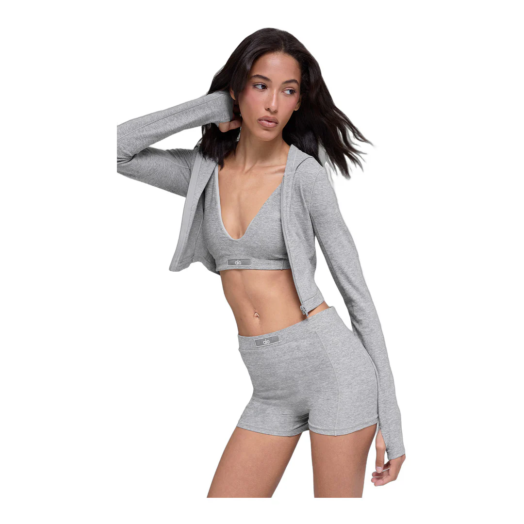 alo Alosoft Sincere Fitted Jacket - Athletic Heather Grey - Image 3