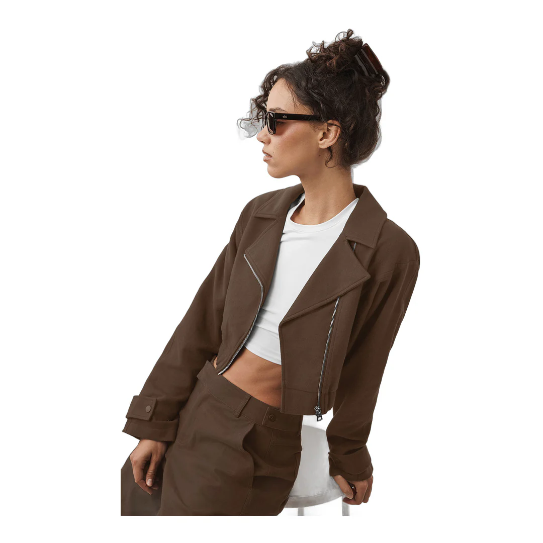 alo Cropped Cosmopolitan Jacket - Espresso - Image 4
