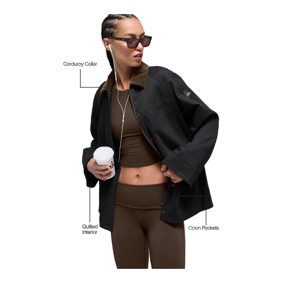 alo Twill Barn Jacket - Black/Espresso - Image 2