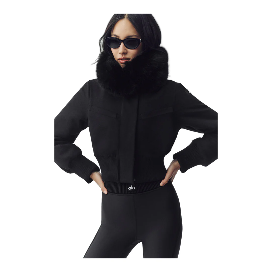 alo Wool Blend Bunny Slope Jacket - Black - Image 2