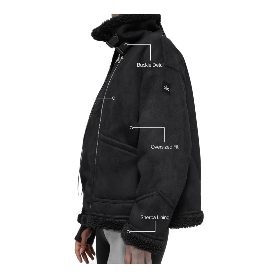 alo Faux Shearling Grand Jacket - Black - Image 2