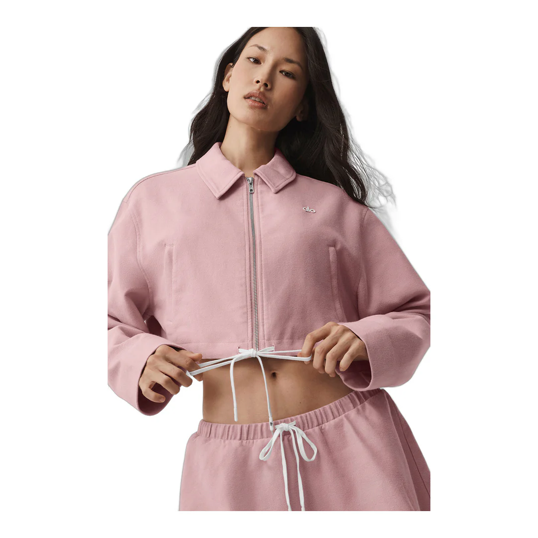 alo Cropped Fan Favorite Full Zip Jacket - Vintage Pink - Image 2