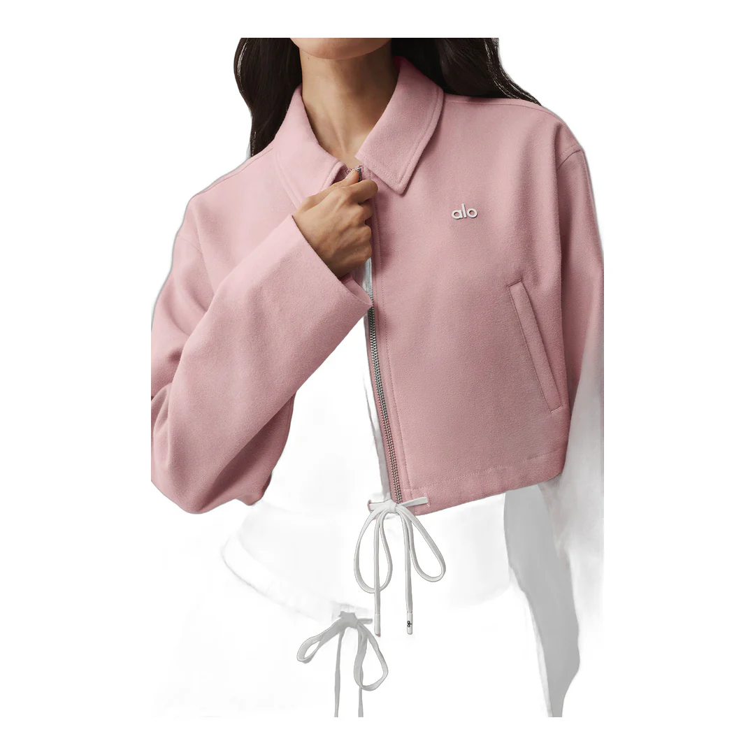 alo Cropped Fan Favorite Full Zip Jacket - Vintage Pink - Image 5