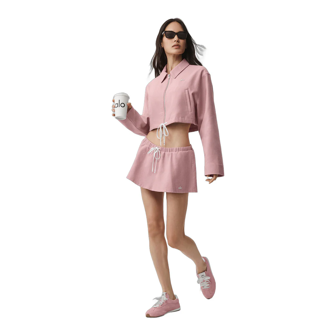alo Cropped Fan Favorite Full Zip Jacket - Vintage Pink - Image 6