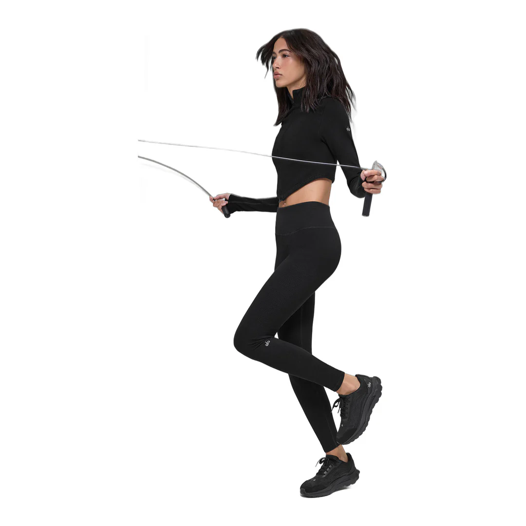 alo Seamless Two Tone Rib Jacket - Black - Image 6