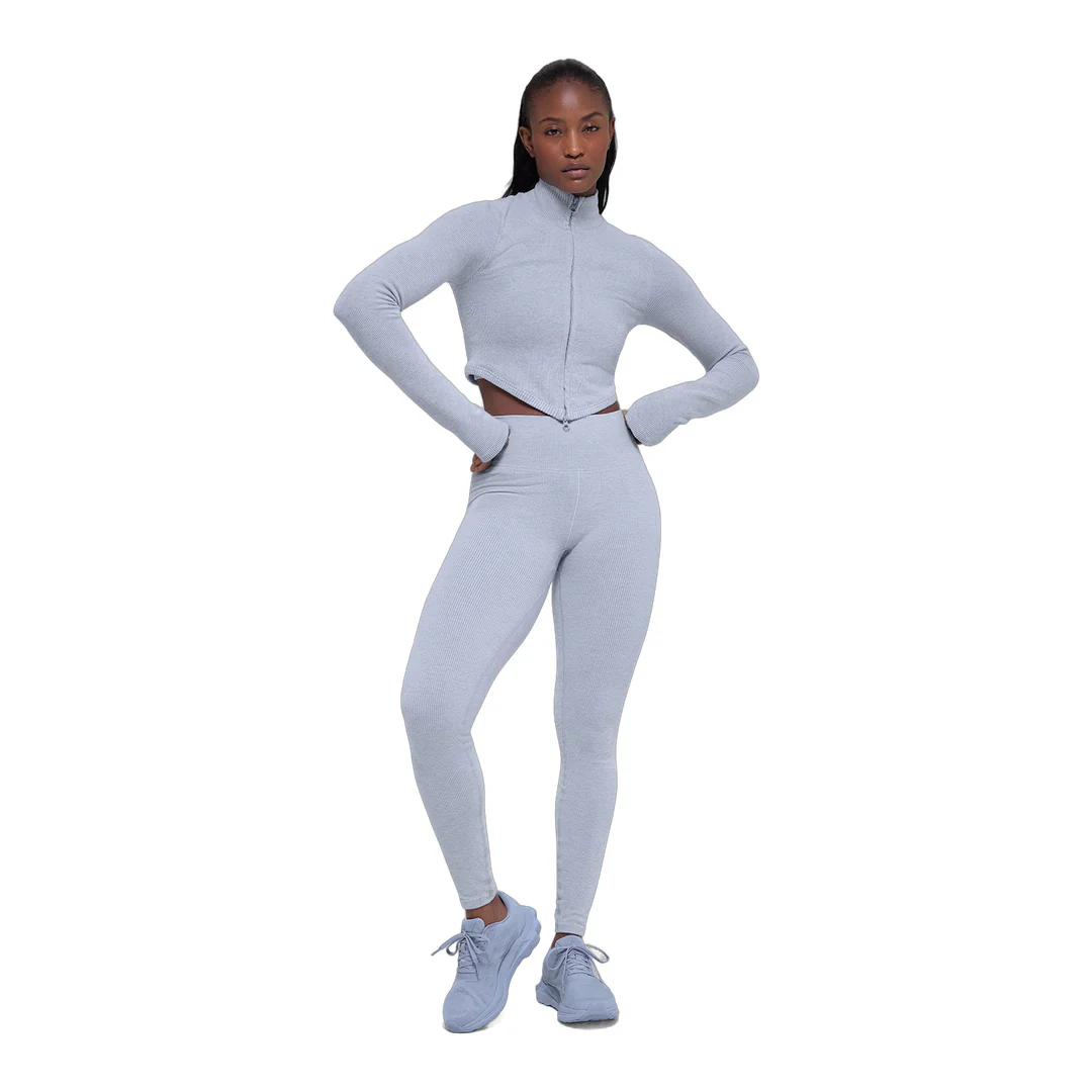alo Seamless Two Tone Rib Jacket - Winter Frost Heather