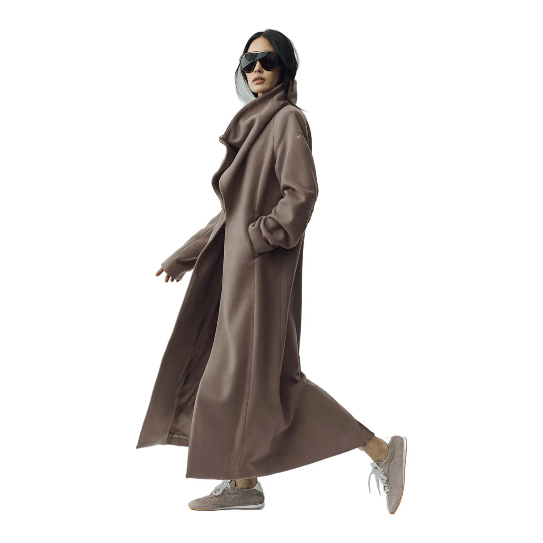 alo Wool Blend Nightfall Long Coat - Alpine Cocoa Heather - Image 2