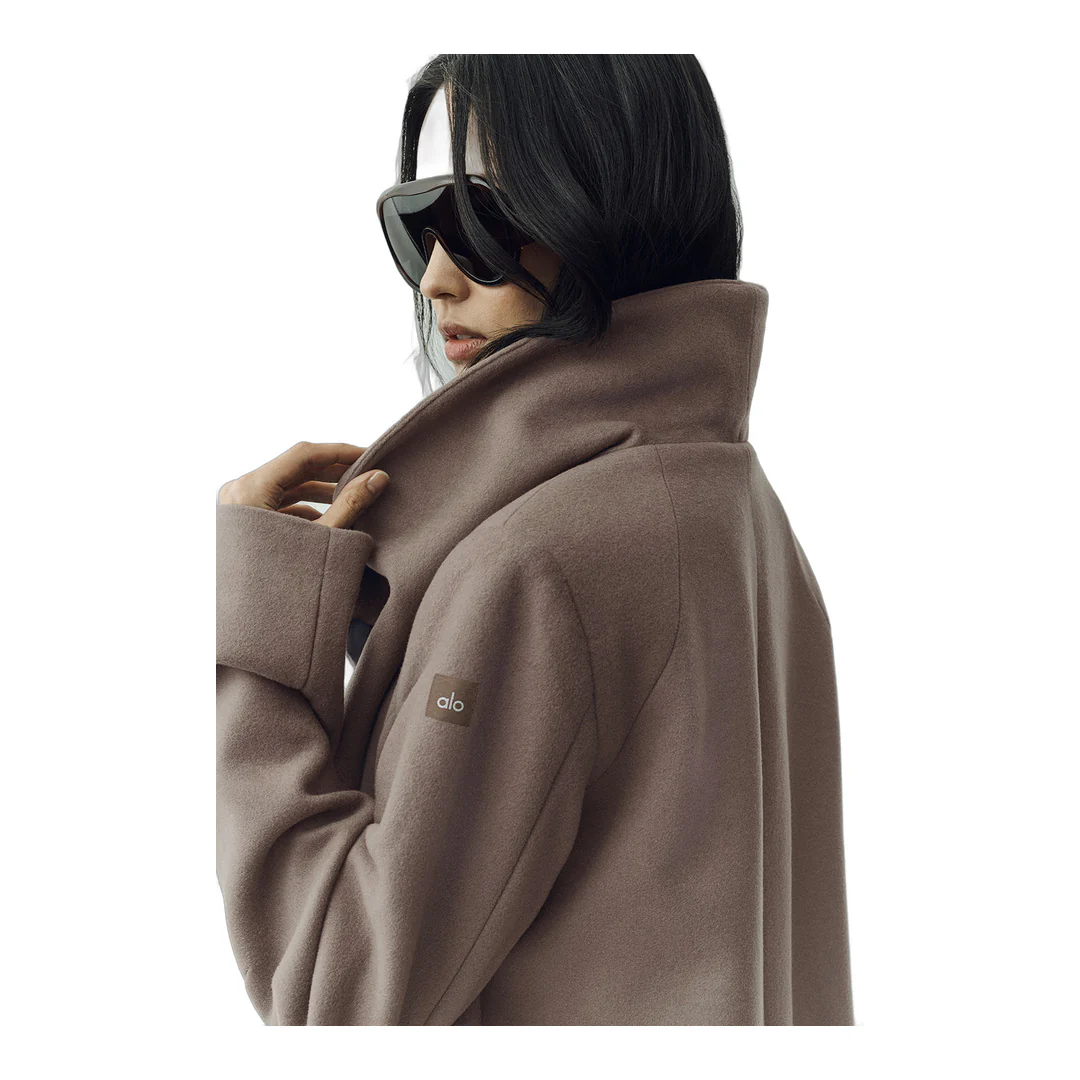 alo Wool Blend Nightfall Long Coat - Alpine Cocoa Heather - Image 4