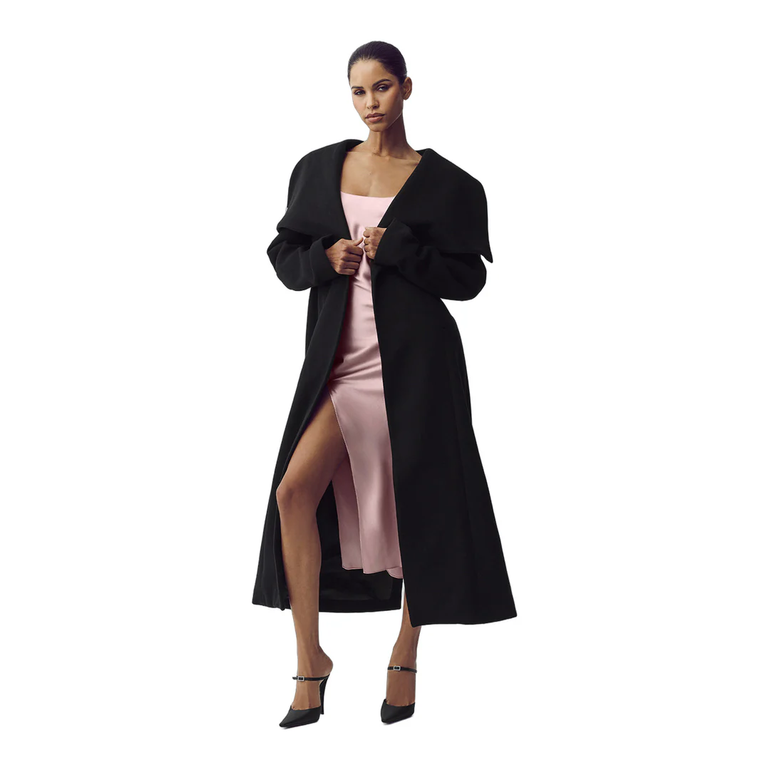 alo Wool Blend Nightfall Long Coat - Black