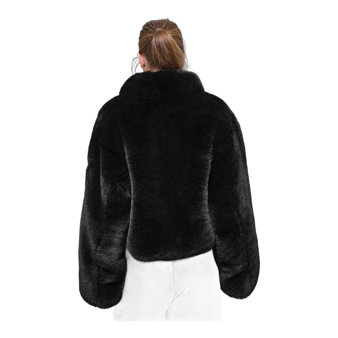 alo Faux Fur Allure Jacket - Black - Image 3