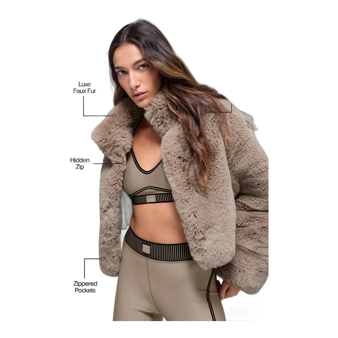 alo Faux Fur Allure Jacket - Oat - Image 2