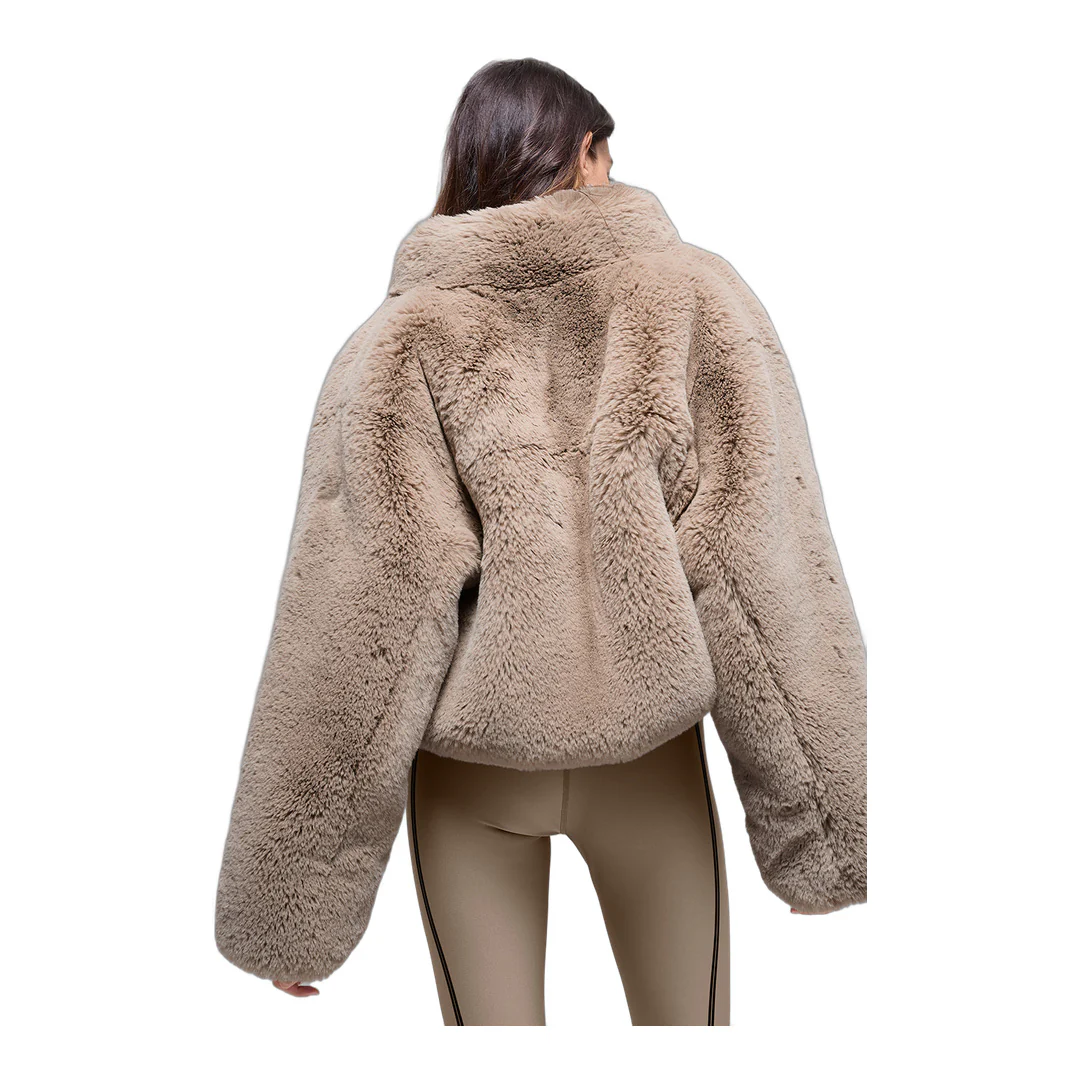 alo Faux Fur Allure Jacket - Oat - Image 4