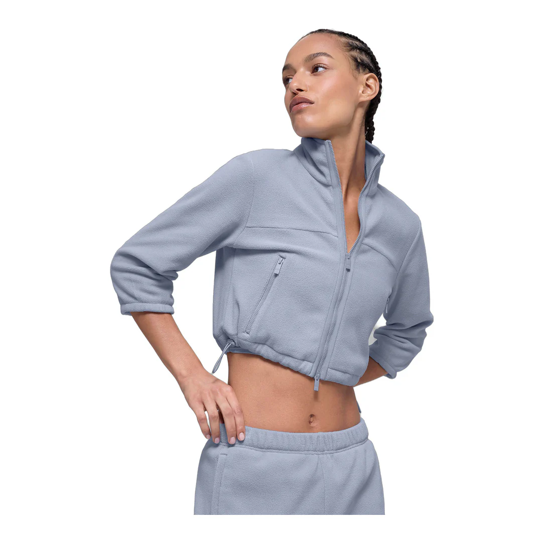 alo Polar Fleece Retreat Cropped Jacket - Winter Frost