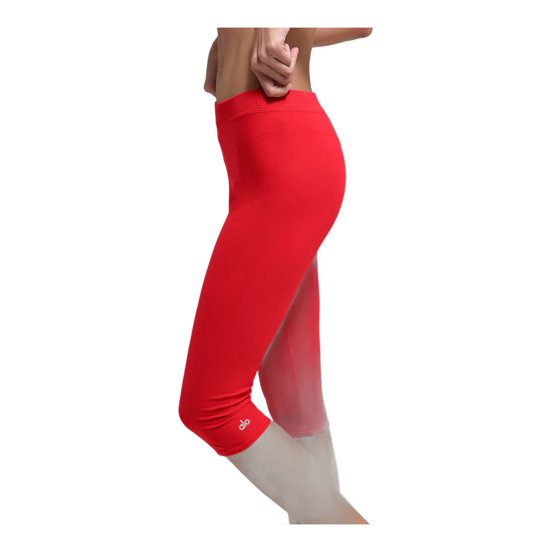 alo Alosoft High-Waist Iconic 90's Capri - Bright Red - Image 3