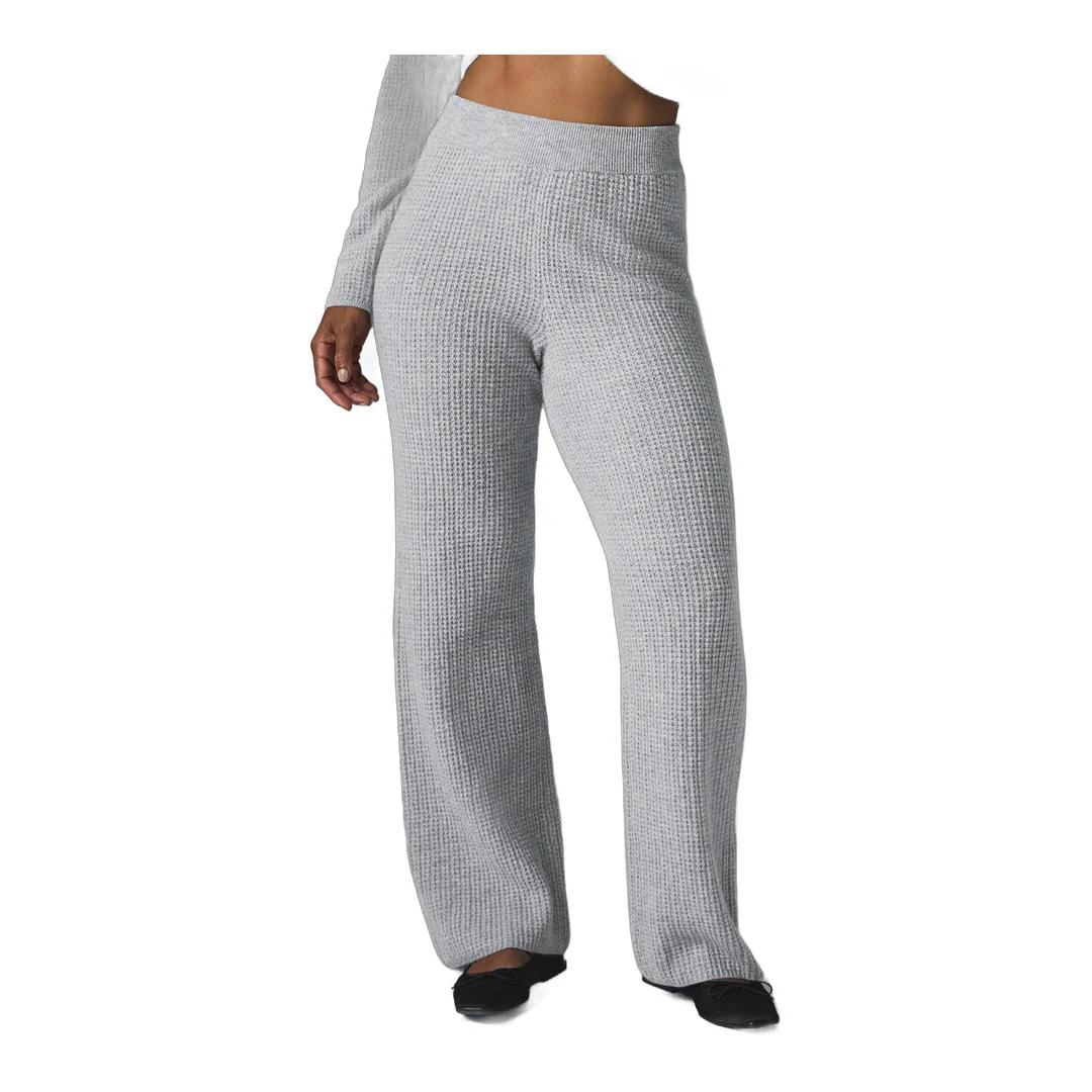 alo Cashmere High-Waist Plush Waffle Pant - Athletic Heather Grey
