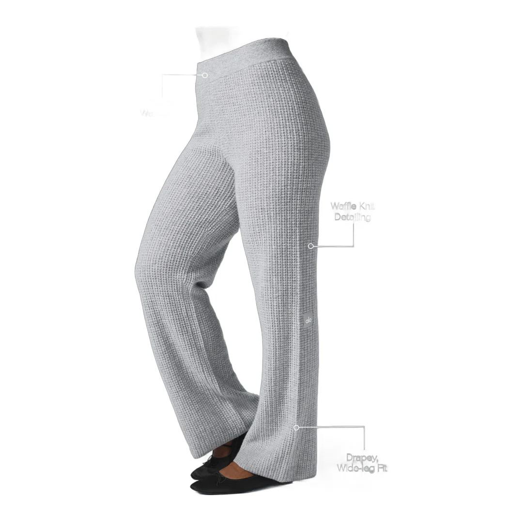 alo Cashmere High-Waist Plush Waffle Pant - Athletic Heather Grey - Image 2