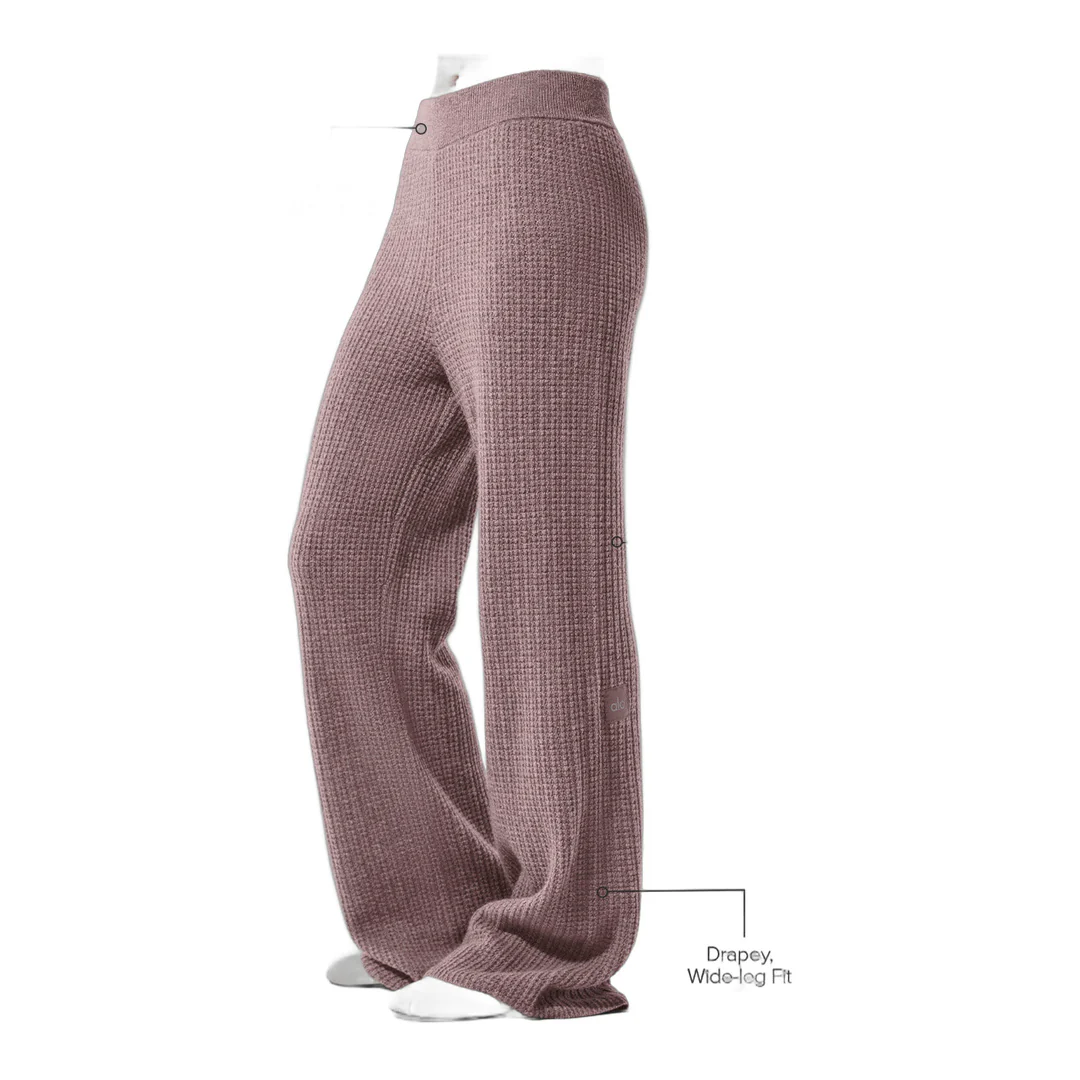 alo Cashmere High-Waist Plush Waffle Pant - Mushroom Heather - Image 2