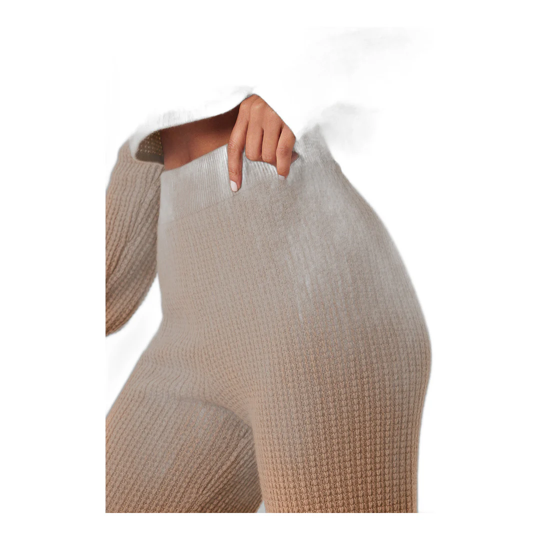 alo Cashmere High-Waist Plush Waffle Pant - Toasted Almond - Image 2