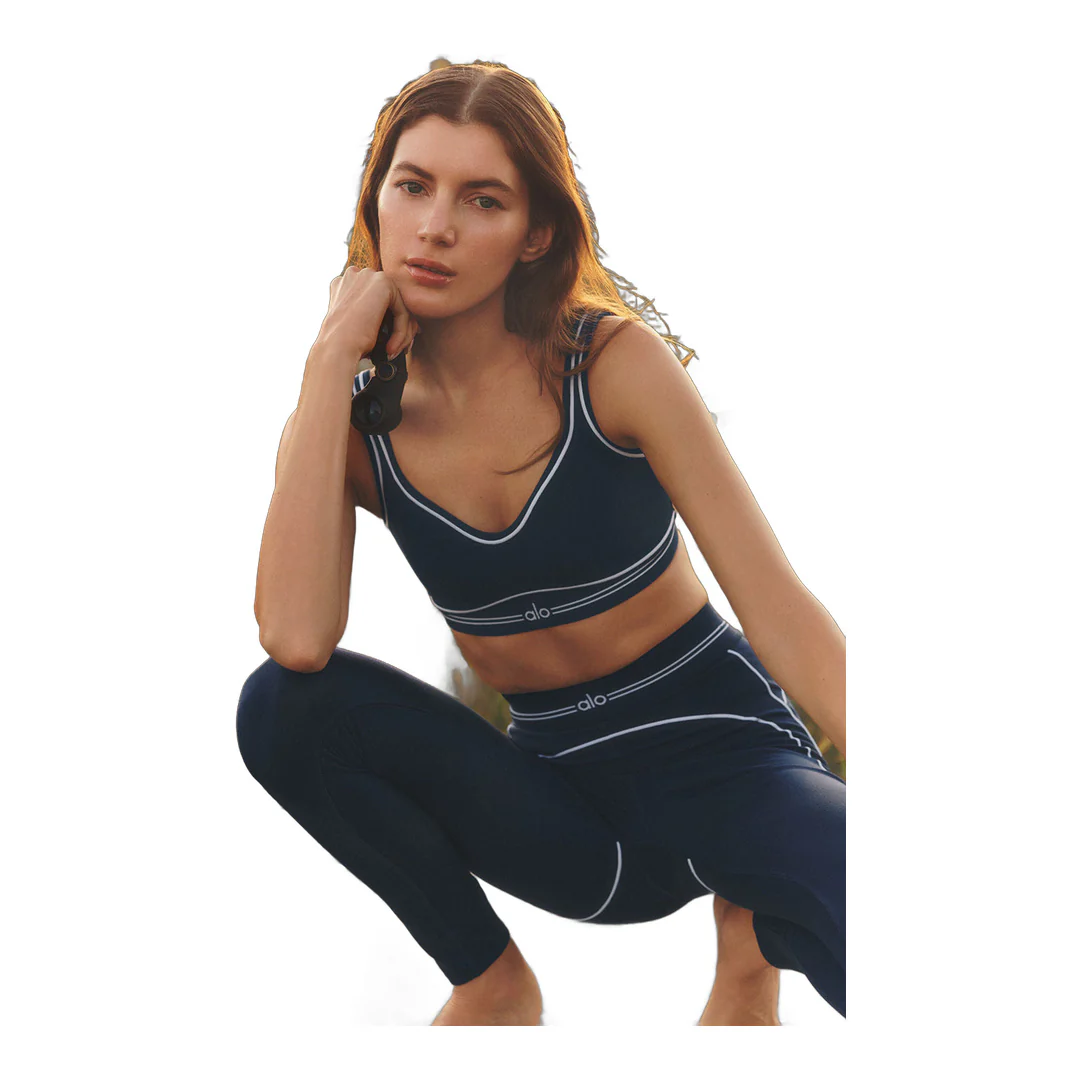 alo Airbrush High-Waist Heart Throb Legging - Navy/White