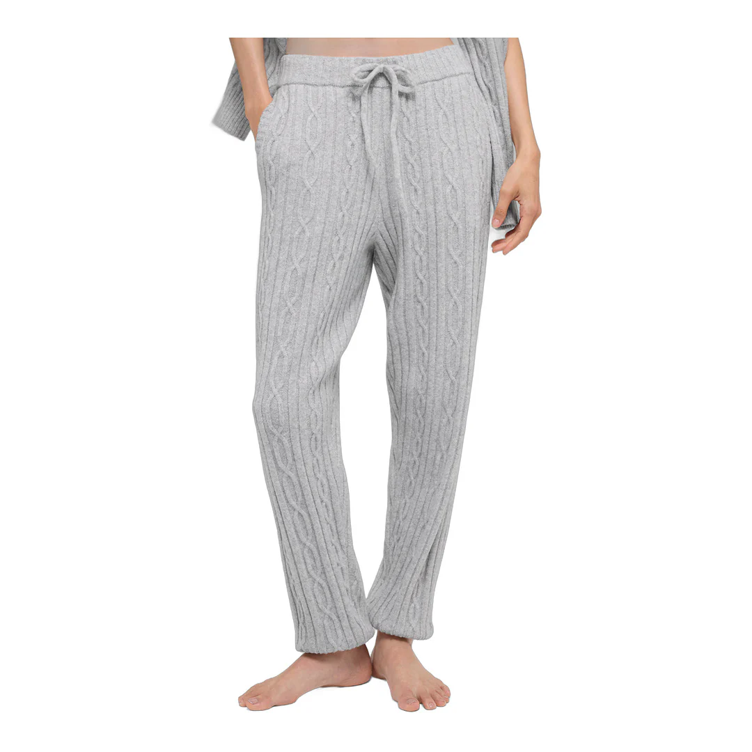 alo Cable Knit Winter Bliss Pant - Athletic Heather Grey - Image 3