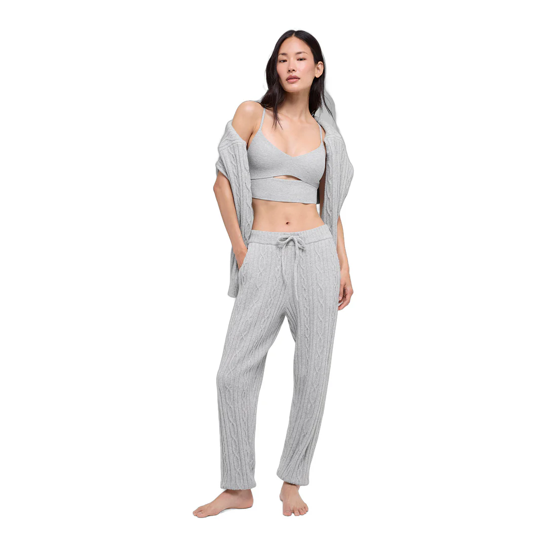 alo Cable Knit Winter Bliss Pant - Athletic Heather Grey - Image 5