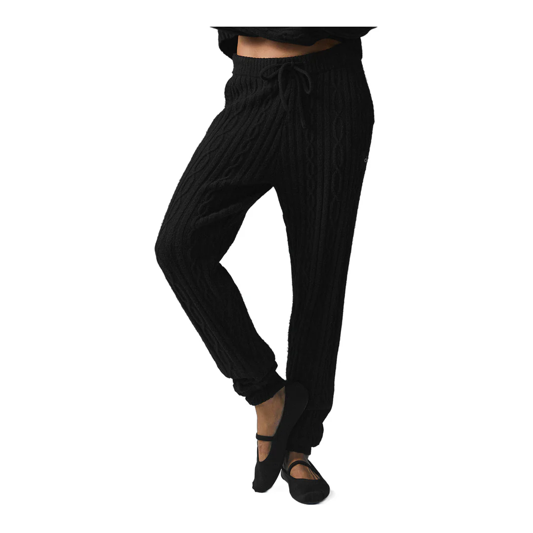 alo Cable Knit Winter Bliss Pant - Black - Image 3