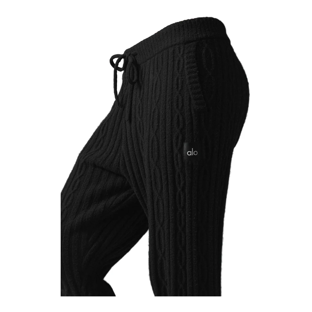 alo Cable Knit Winter Bliss Pant - Black - Image 4
