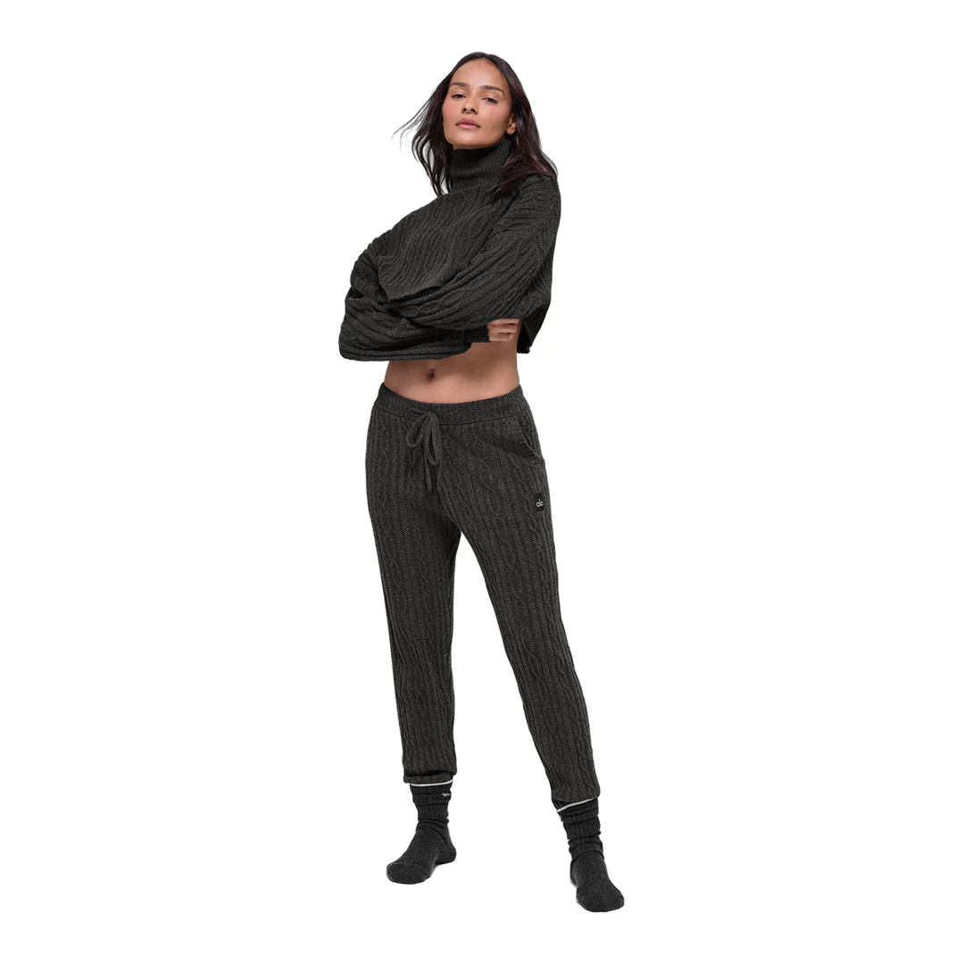 alo Cable Knit Winter Bliss Pant - Dark Heather Grey - Image 2