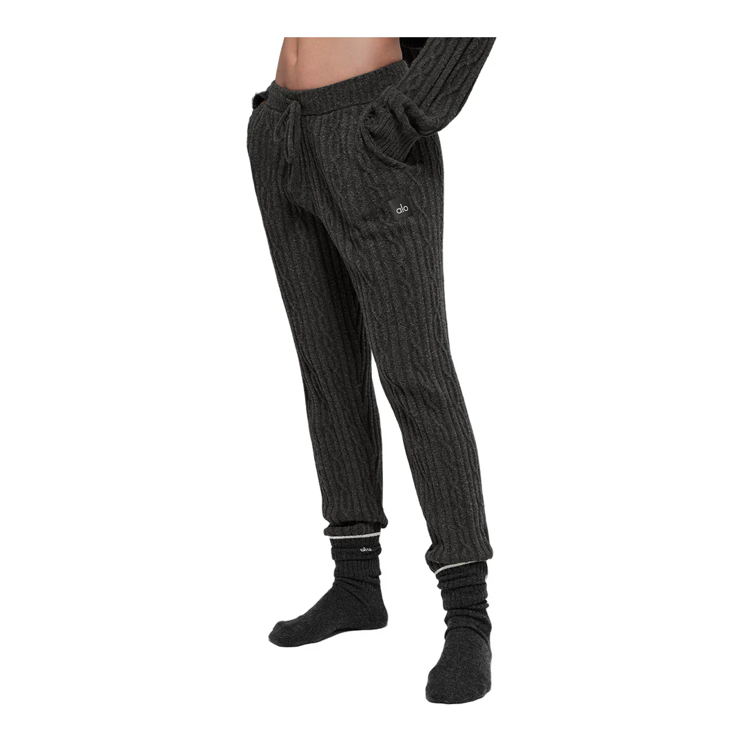 alo Cable Knit Winter Bliss Pant - Dark Heather Grey - Image 3