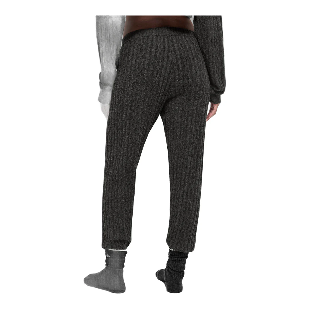 alo Cable Knit Winter Bliss Pant - Dark Heather Grey - Image 4