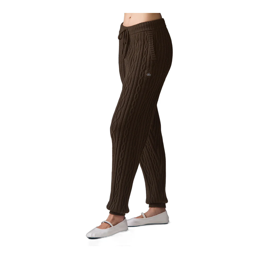 alo Cable Knit Winter Bliss Pant - Espresso - Image 4